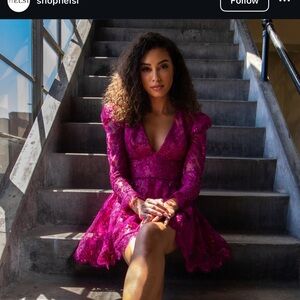 Helsi Lily Embroidered Sequin Lace Fit & Flare Mini Dress – Magenta